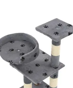 vidaXL Cat Tree with Sisal Scratching Posts 65 cm Paw Prints Grey