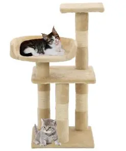 vidaXL Cat Tree with Sisal Scratching Posts 65 cm Beige