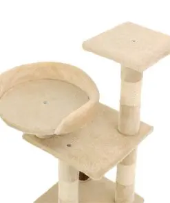 vidaXL Cat Tree with Sisal Scratching Posts 65 cm Beige