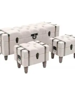 vidaXL Storage Bench Set 3 pcs 112x37x45 cm Solid Wood and Steel