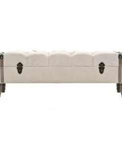 vidaXL Storage Bench Solid Wood and Steel 111x34x37 cm