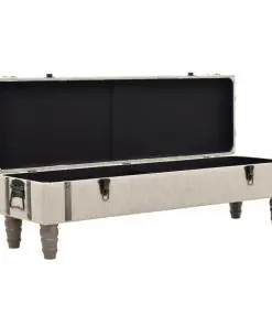 vidaXL Storage Bench Solid Wood and Steel 111x34x37 cm