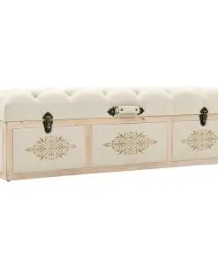 vidaXL Storage Bench Solid Wood and Fabric 120x32x38 cm