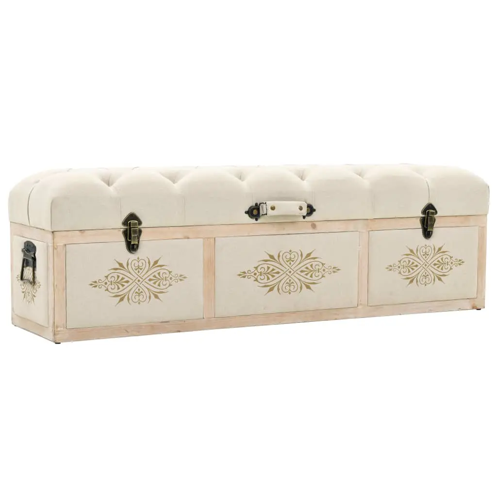 vidaXL Storage Bench Solid Wood and Fabric 120x32x38 cm