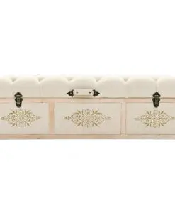 vidaXL Storage Bench Solid Wood and Fabric 120x32x38 cm