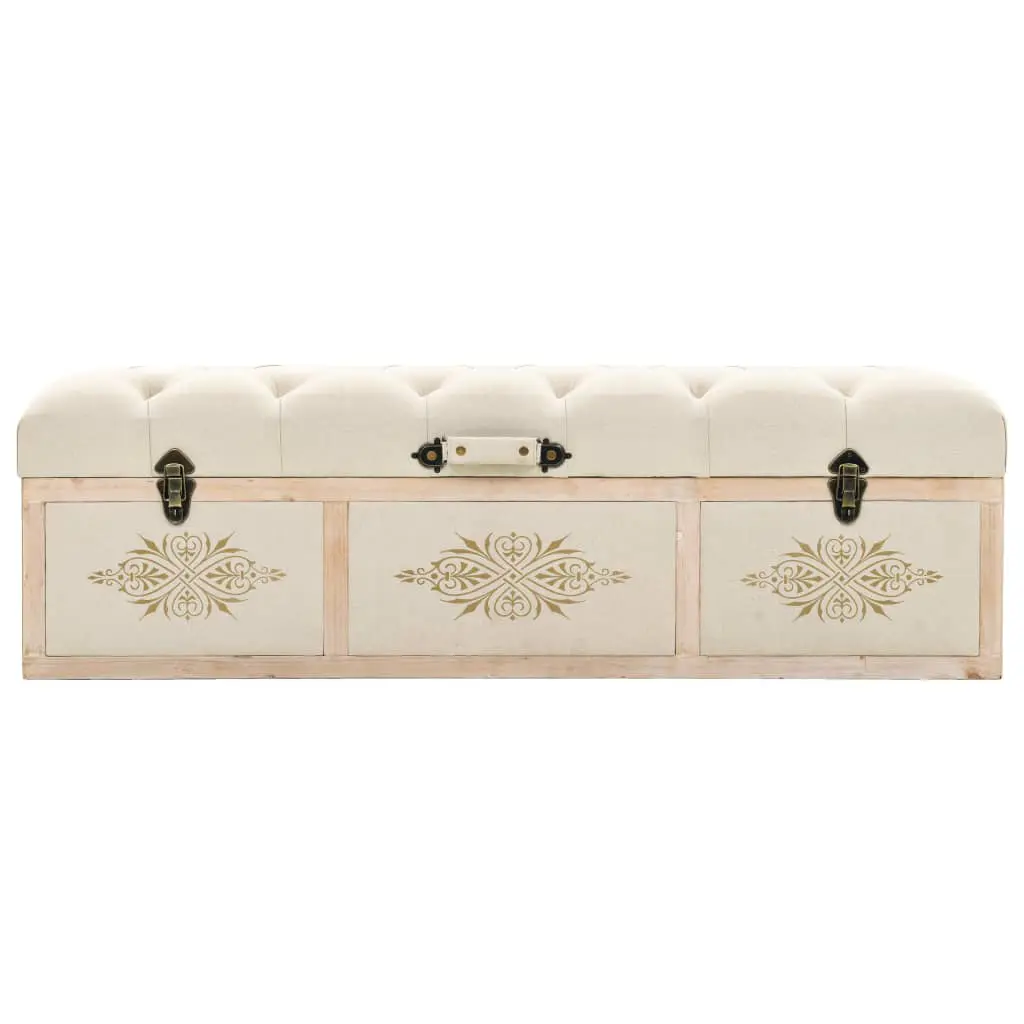 vidaXL Storage Bench Solid Wood and Fabric 120x32x38 cm
