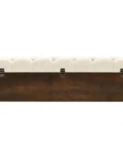 vidaXL Storage Bench Solid Wood and Fabric 120x32x38 cm