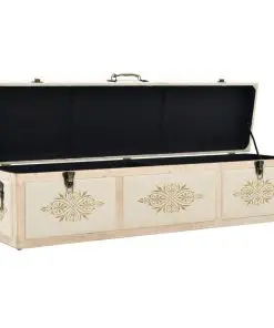 vidaXL Storage Bench Solid Wood and Fabric 120x32x38 cm