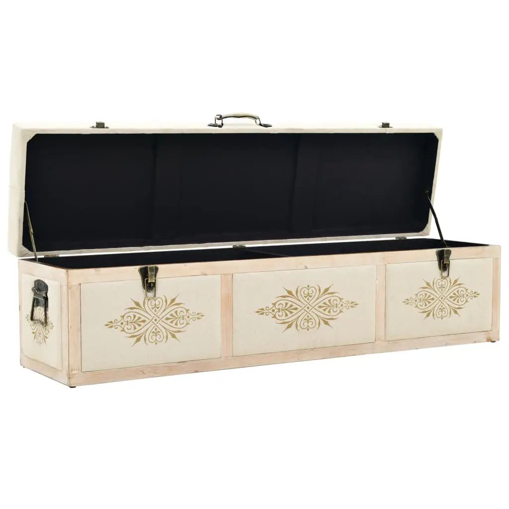 vidaXL Storage Bench Solid Wood and Fabric 120x32x38 cm
