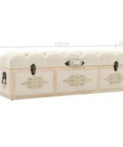 vidaXL Storage Bench Solid Wood and Fabric 120x32x38 cm