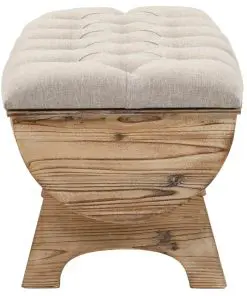 vidaXL Storage Bench 103x51x44 cm Solid Wood and Fabric