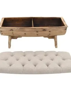 vidaXL Storage Bench 103x51x44 cm Solid Wood and Fabric