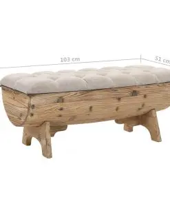 vidaXL Storage Bench 103x51x44 cm Solid Wood and Fabric