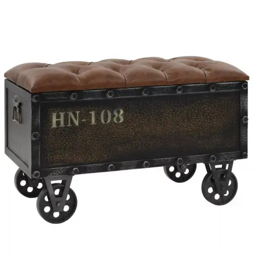 vidaXL Storage Bench 80.5x41x50 cm Solid Wood and Artificial Leather