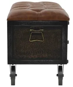 vidaXL Storage Bench 80.5x41x50 cm Solid Wood and Artificial Leather