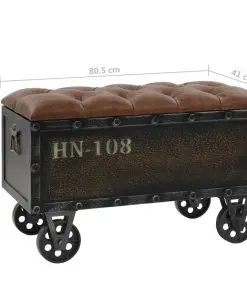 vidaXL Storage Bench 80.5x41x50 cm Solid Wood and Artificial Leather