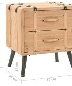 vidaXL Bedside Cabinet Solid Fir Wood 50x35x57 cm