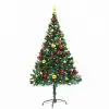 vidaXL Faux Christmas Tree Decorated with Baubles and LEDs 150cm Green