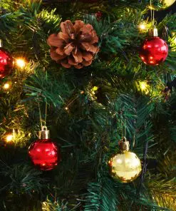 vidaXL Faux Christmas Tree Decorated with Baubles and LEDs 150cm Green