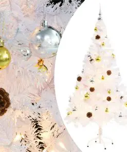 vidaXL Faux Christmas Tree Decorated with Baubles and LEDs 150cm White