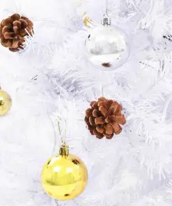 vidaXL Faux Christmas Tree Decorated with Baubles and LEDs 150cm White