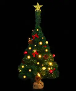 vidaXL Faux Christmas Tree Decorated with Baubles and LEDs 64cm Green