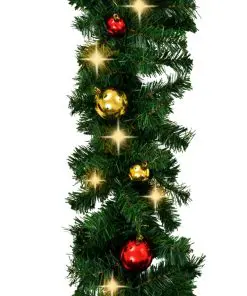 vidaXL Christmas Garland Decorated with Baubles and LED Lights 20 m