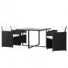 vidaXL 5 Piece Outdoor Dining Set with Cushions Poly Rattan Black