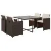 vidaXL 5 Piece Outdoor Dining Set with Cushions Poly Rattan Brown vidaXL 5 Piece Outdoor Dining Set with Cushions Poly Rattan Brown