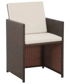 vidaXL 5 Piece Outdoor Dining Set with Cushions Poly Rattan Brown
