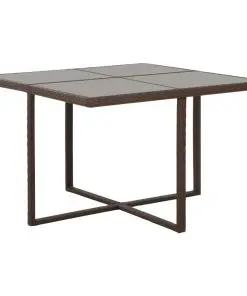 vidaXL 5 Piece Outdoor Dining Set with Cushions Poly Rattan Brown