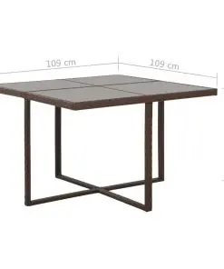 vidaXL 5 Piece Outdoor Dining Set with Cushions Poly Rattan Brown