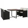 vidaXL 5 Piece Outdoor Dining Set with Cushions Poly Rattan Black