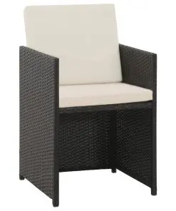 vidaXL 5 Piece Outdoor Dining Set with Cushions Poly Rattan Black