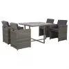 vidaXL 5 Piece Outdoor Dining Set with Cushions Poly Rattan Grey