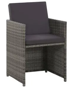 vidaXL 5 Piece Outdoor Dining Set with Cushions Poly Rattan Grey