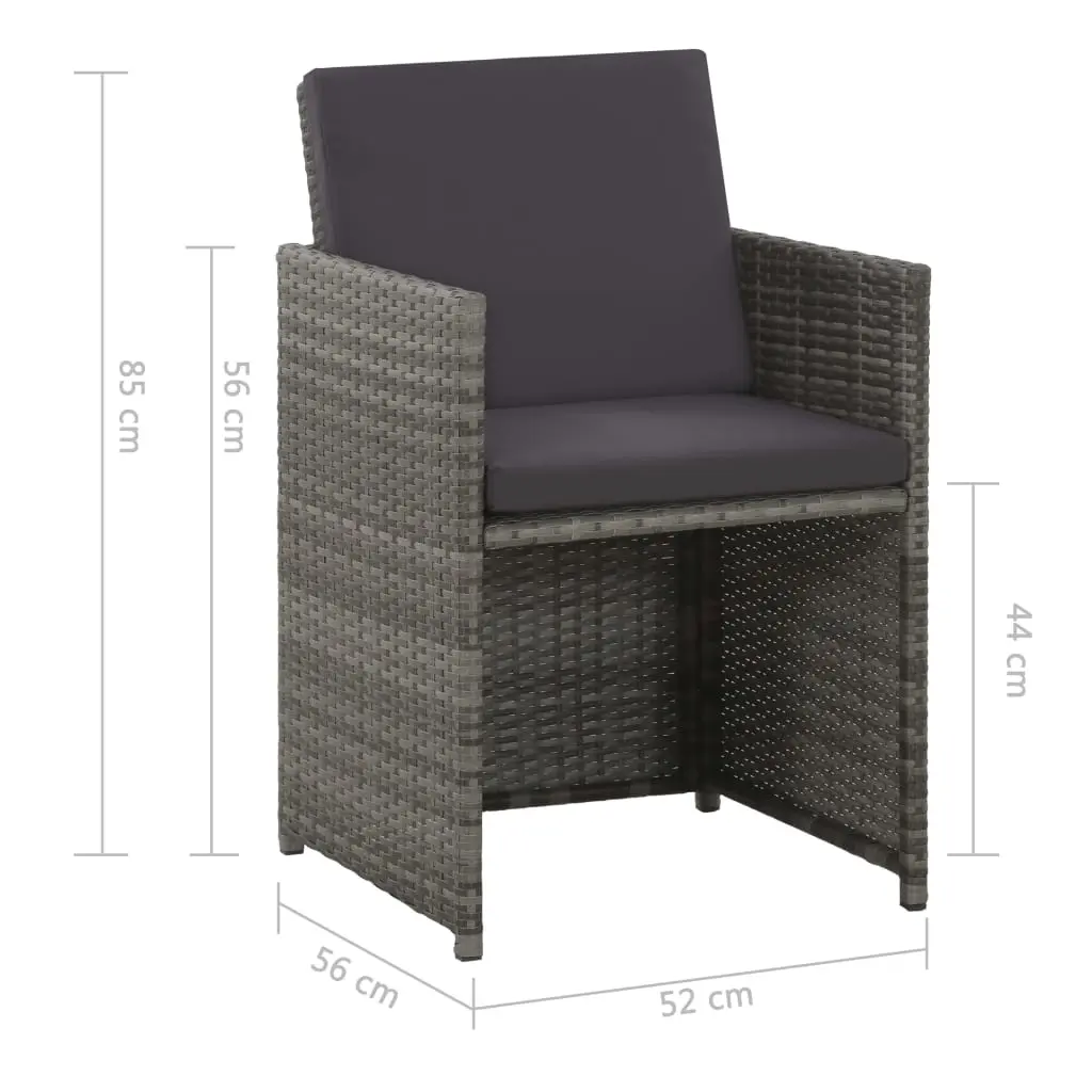 vidaXL 5 Piece Outdoor Dining Set with Cushions Poly Rattan Grey