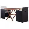 vidaXL 3 Piece Bistro Set Poly Rattan and Acacia Wood Black