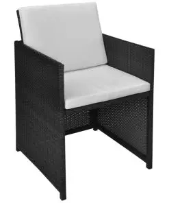 vidaXL 6 Piece Outdoor Dining Set with Cushions Poly Rattan Black