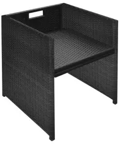 vidaXL 6 Piece Outdoor Dining Set with Cushions Poly Rattan Black