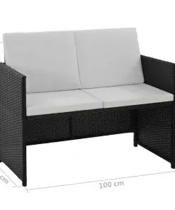 vidaXL 6 Piece Outdoor Dining Set with Cushions Poly Rattan Black