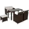 vidaXL 16 Piece Outdoor Dining Set Brown Poly Rattan Brown