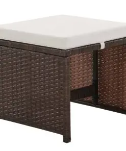 vidaXL 16 Piece Outdoor Dining Set Brown Poly Rattan Brown