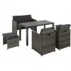 vidaXL 6 Piece Outdoor Dining Set with Cushions Poly Rattan Grey