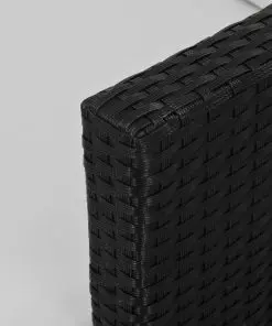 vidaXL 6 Piece Outdoor Dining Set Black Poly Rattan Acacia Wood