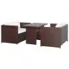 vidaXL 3 Piece Bistro Set Poly with Cushions Rattan Brown