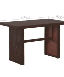 vidaXL 3 Piece Bistro Set Poly with Cushions Rattan Brown