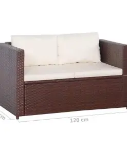 vidaXL 3 Piece Bistro Set Poly with Cushions Rattan Brown