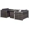 vidaXL 3 Piece Bistro Set Poly with Cushions Rattan Grey