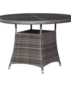 vidaXL 7 Piece Outdoor Dining Set with Cushions Poly Rattan Grey